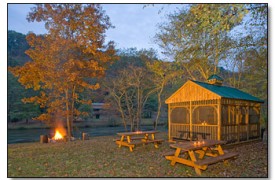 Riverview Lodge | Cabin Rentals of Georgia | Picnic Area With Fire Pit