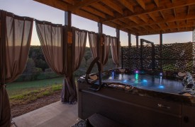 Skyfall | Cabin Rentals of Georgia | Terrace Level Outdoor deck with hot tub