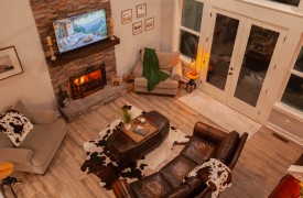Skyfall | Cabin Rentals of Georgia | Overhead view of living room