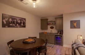 Skyfall | Cabin Rentals of Georgia | Terrace Level living area with wet bar and game table