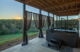 Skyfall | Cabin Rentals of Georgia | Terrace Level Outdoor deck with hot tub