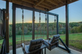 Skyfall | Cabin Rentals of Georgia | Terrace Level Outdoor deck with two swinging chairs