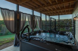 Skyfall | Cabin Rentals of Georgia | Terrace Level Outdoor deck with hot tub